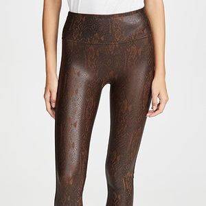 Spanx Faux Leather Brown Snakeskin Cropped Legging